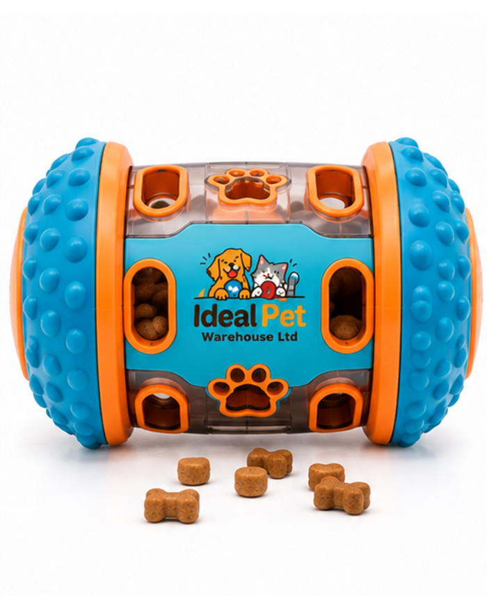 Ideal Pet Warehouse Ltd Blue/Orange Dog Treat-Dispensing Puzzle Drum
