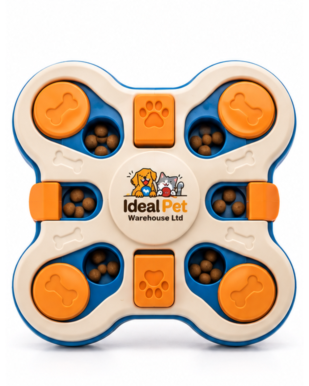 Ideal Pet Warehouse Ltd Cream/Blue Dog Push-and-Slide Treat Puzzle