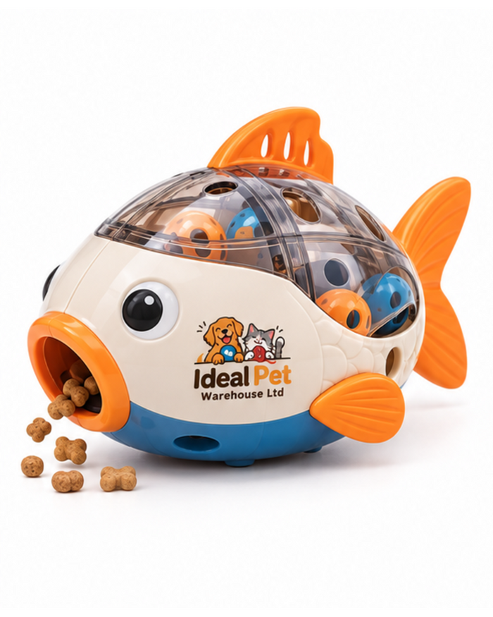 Ideal Pet Warehouse Ltd Cream/Orange/Blue Cat Fish Treat-Dispensing Toy