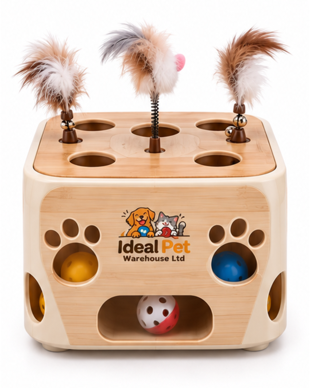 Ideal Pet Warehouse Ltd Cream/Tan Cat Paw-Reach Puzzle Box