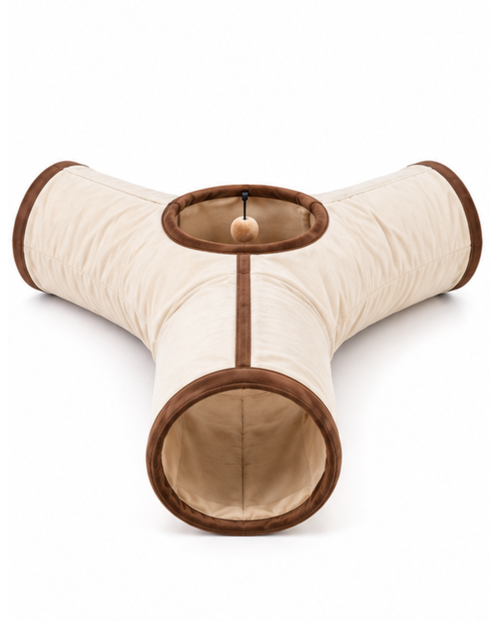 Ideal Pet Warehouse Ltd Beige/Brown 3-Way Cat Tunnel with Hanging Toys