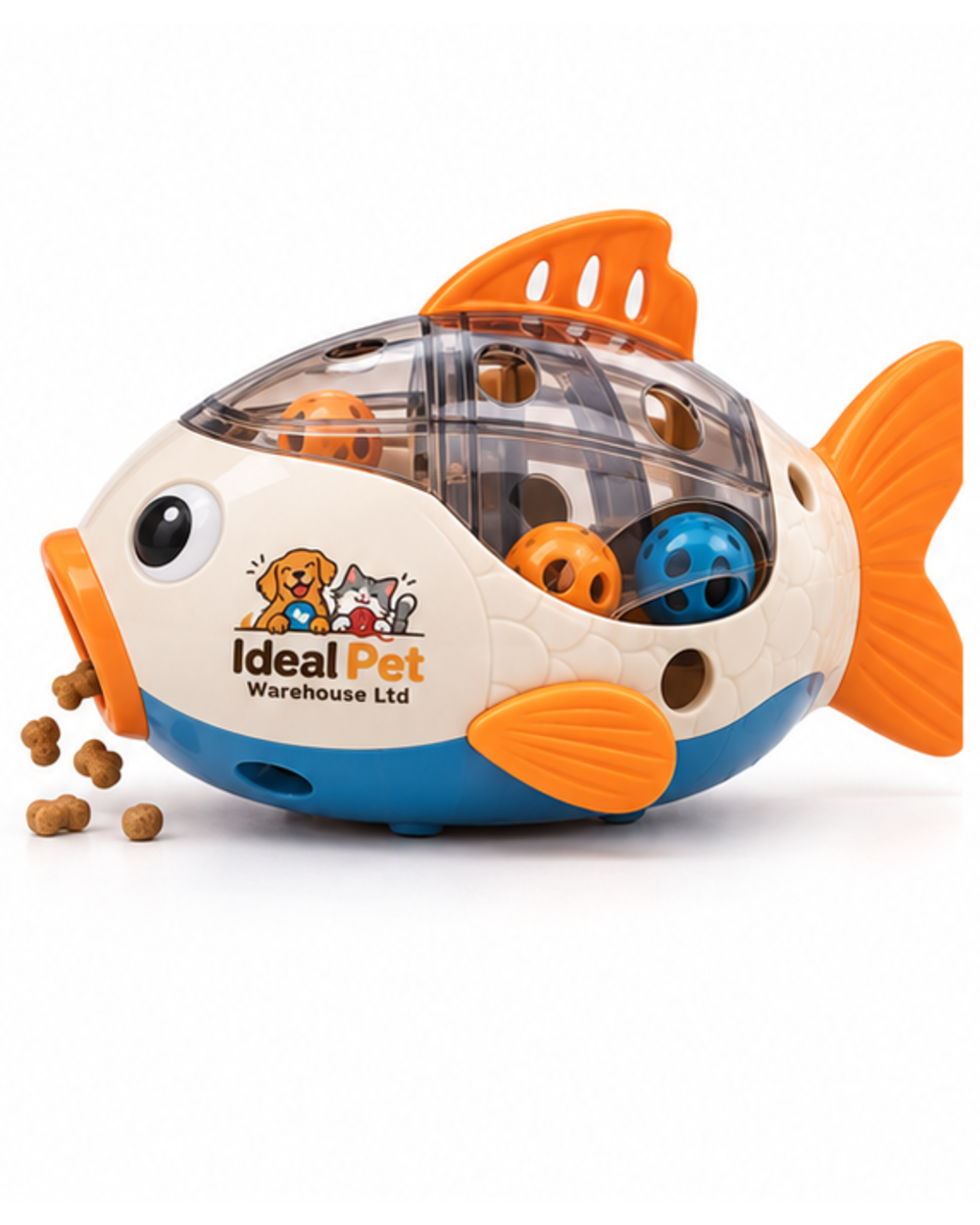 Ideal Pet Warehouse Ltd Cream/Orange/Blue Cat Fish Treat-Dispensing Toy