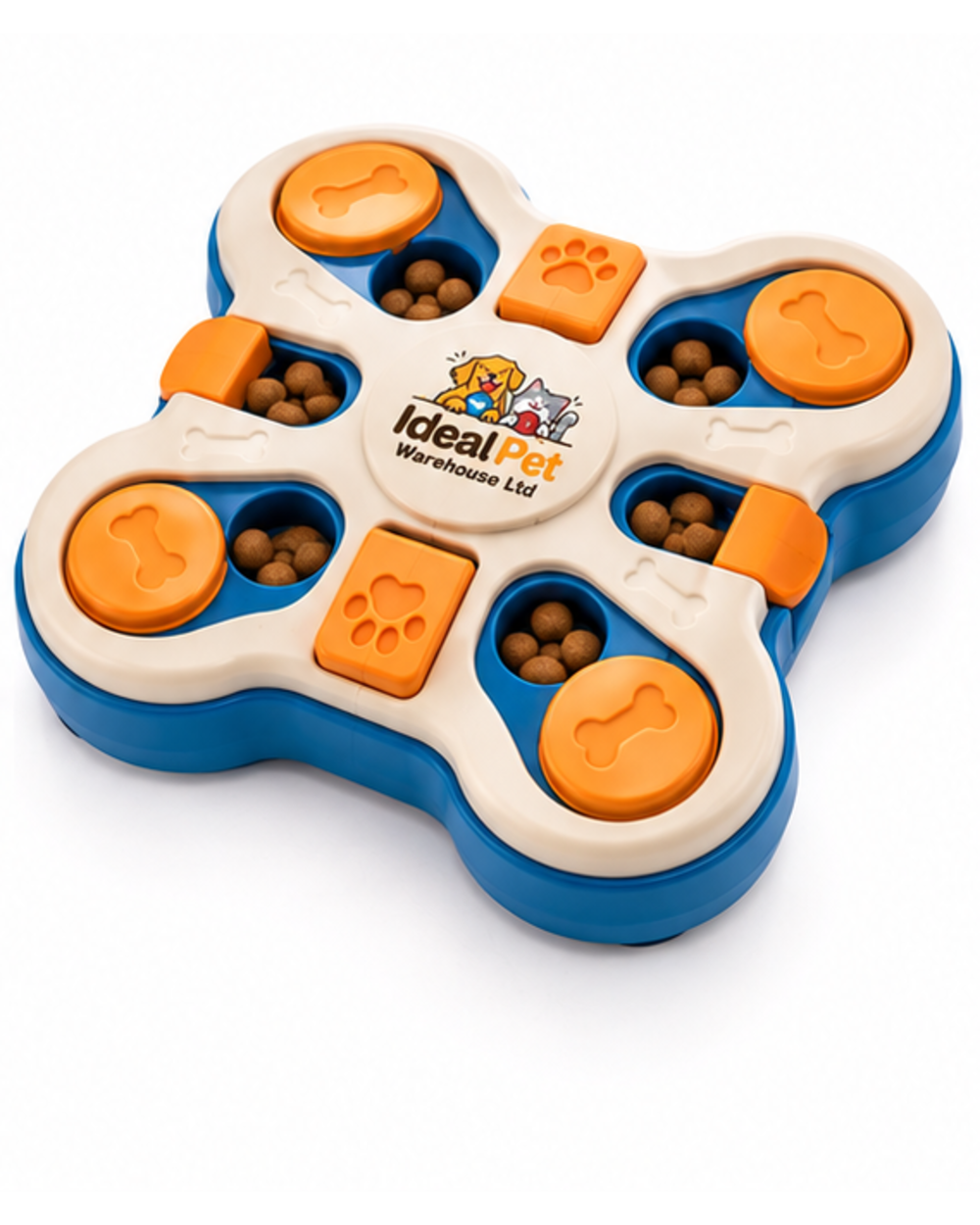 Ideal Pet Warehouse Ltd Cream/Blue Dog Push-and-Slide Treat Puzzle