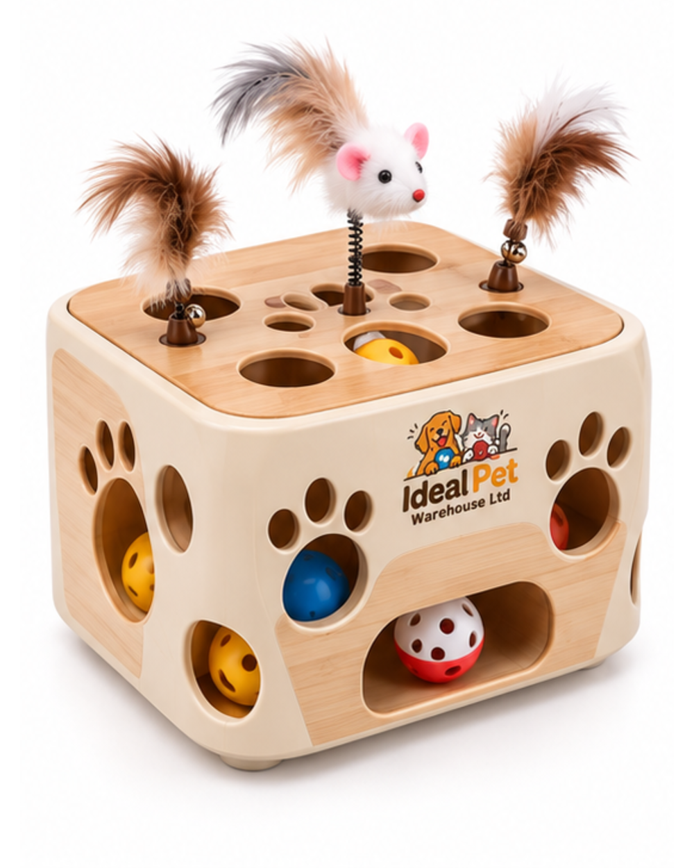 Ideal Pet Warehouse Ltd Cream/Tan Cat Paw-Reach Puzzle Box