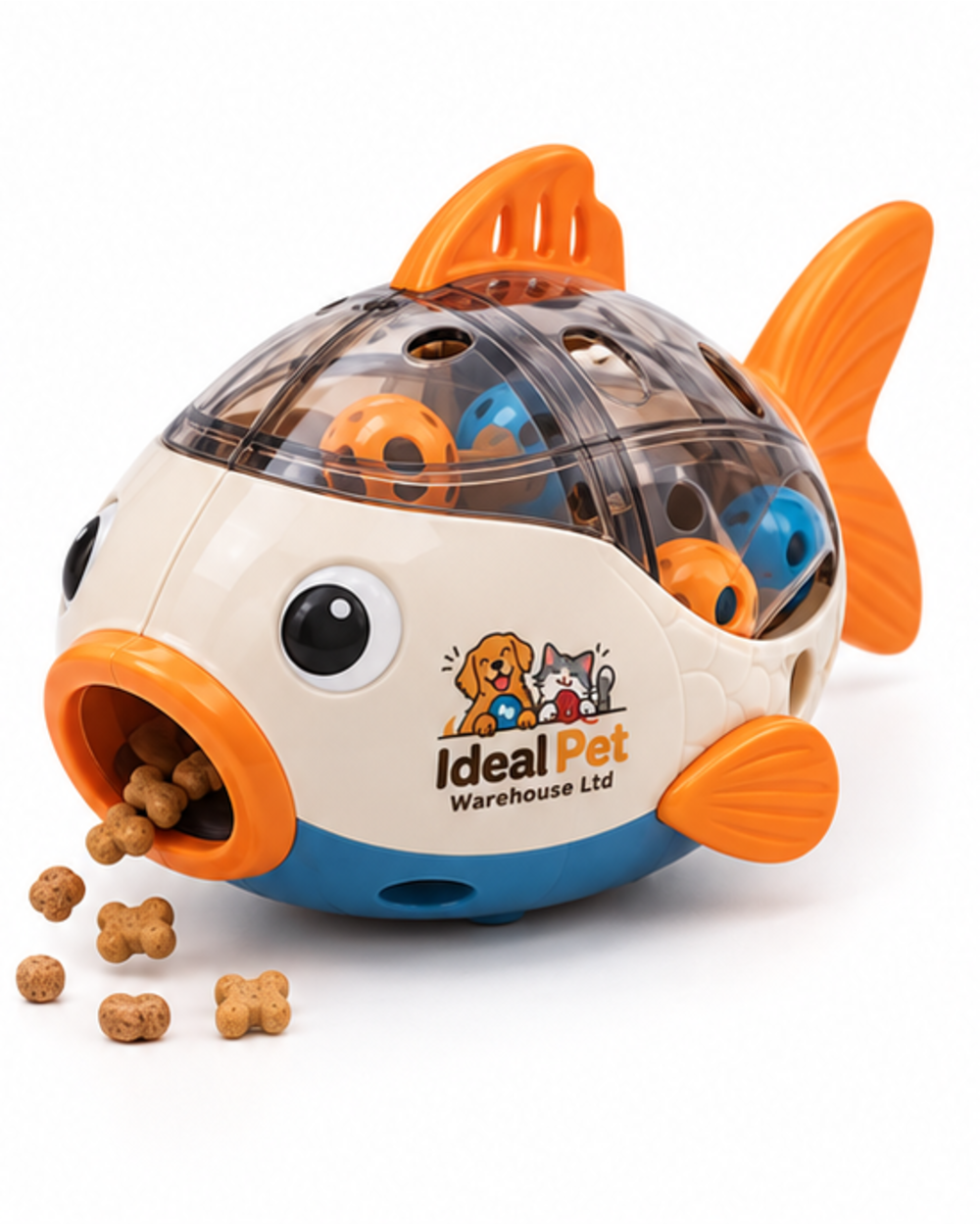 Ideal Pet Warehouse Ltd Cream/Orange/Blue Cat Fish Treat-Dispensing Toy