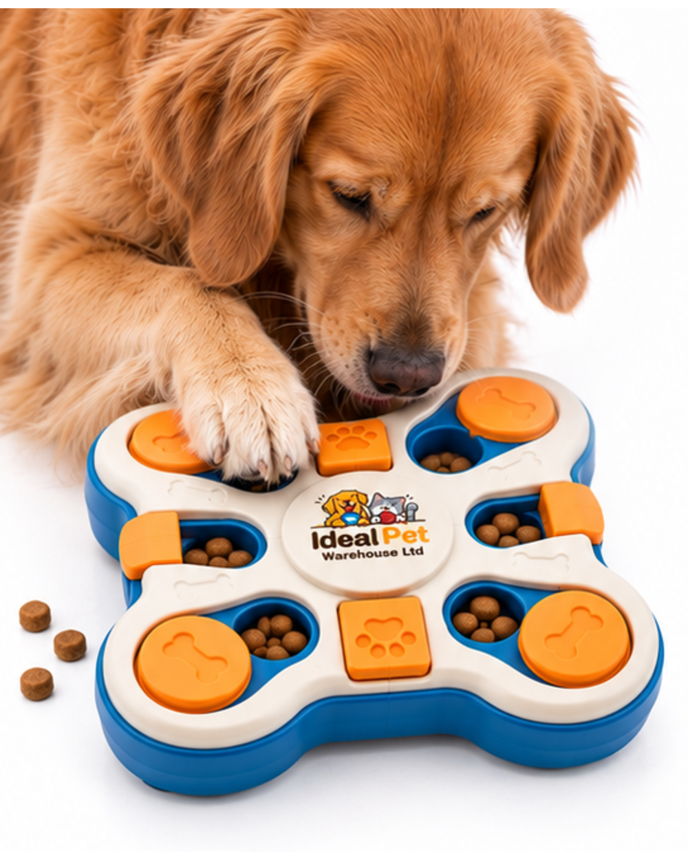 Ideal Pet Warehouse Ltd Cream/Blue Dog Push-and-Slide Treat Puzzle