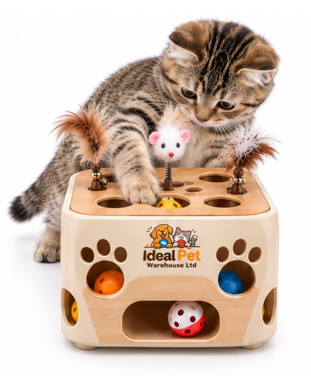 Ideal Pet Warehouse Ltd Cream/Tan Cat Paw-Reach Puzzle Box