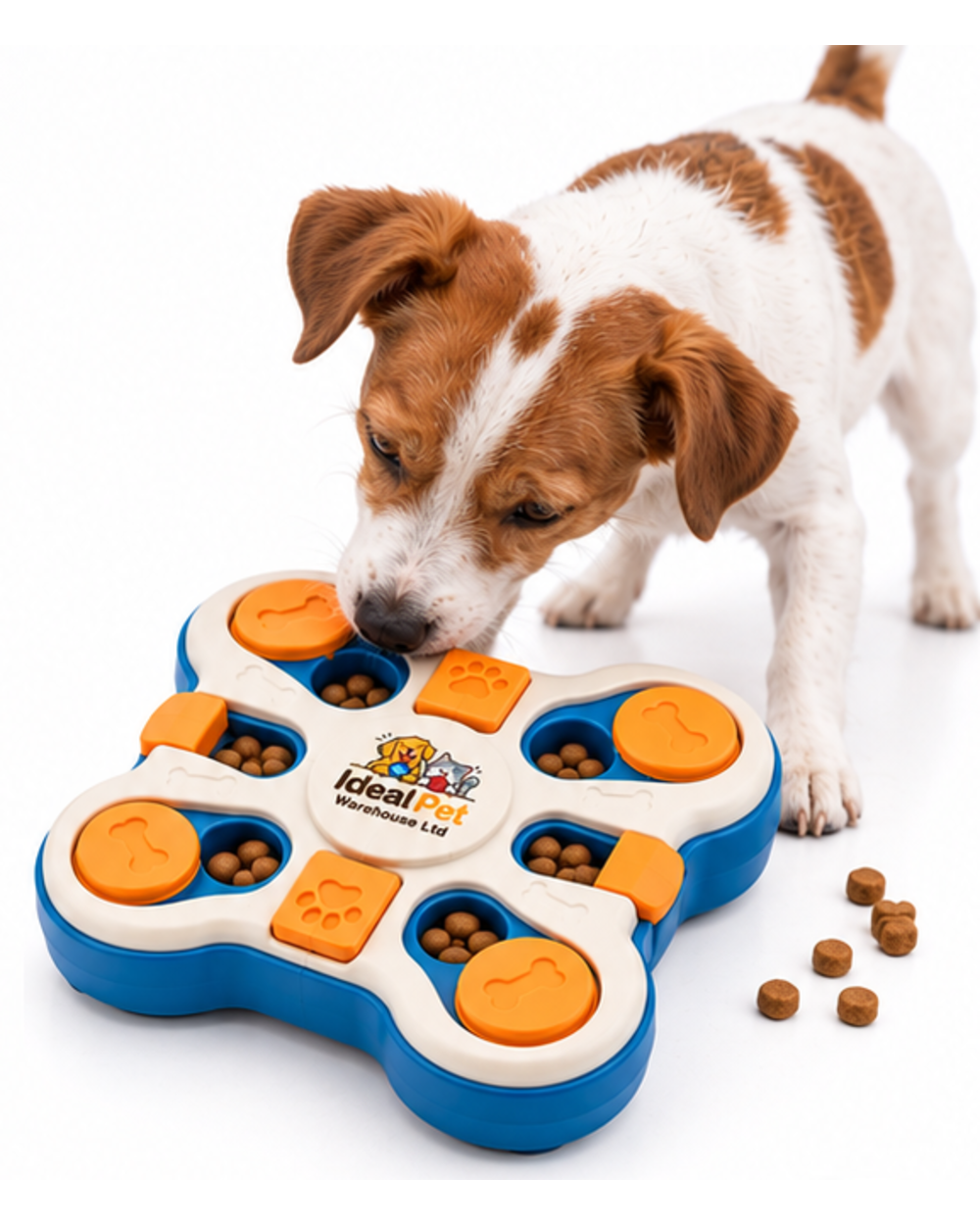 Ideal Pet Warehouse Ltd Cream/Blue Dog Push-and-Slide Treat Puzzle