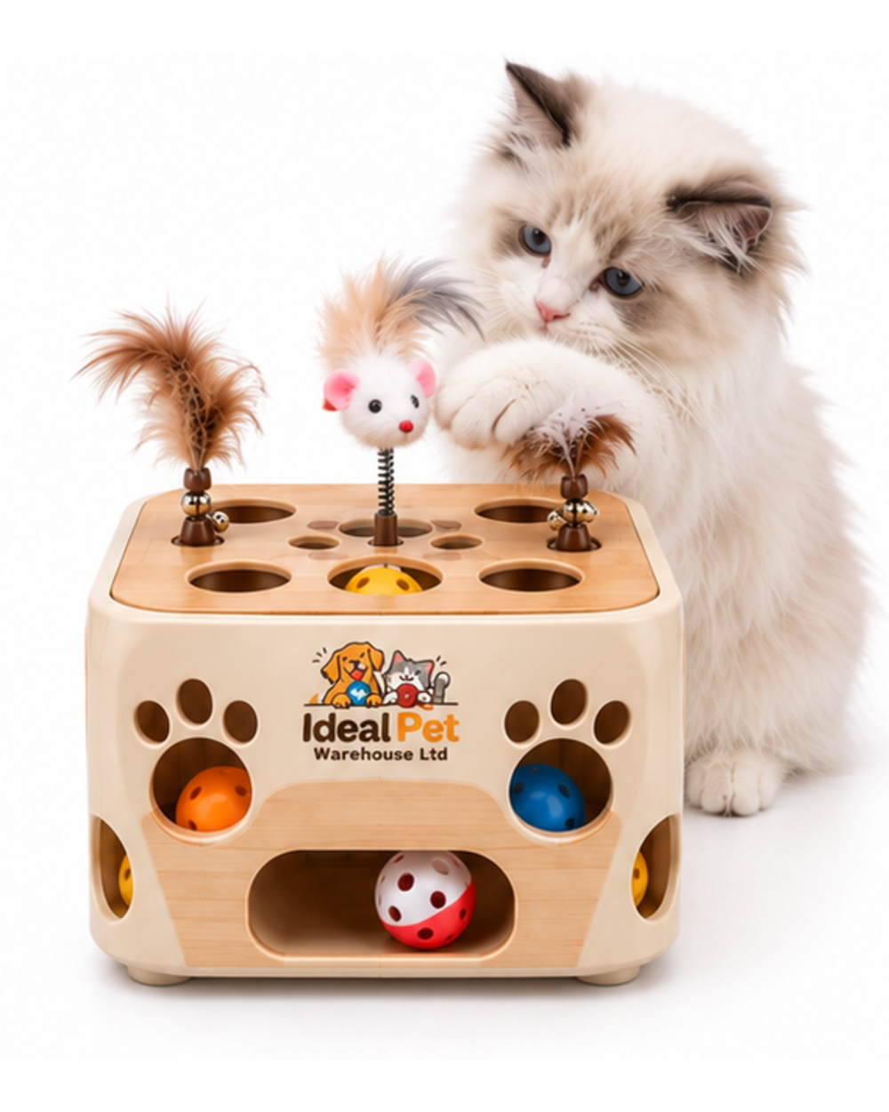 Ideal Pet Warehouse Ltd Cream/Tan Cat Paw-Reach Puzzle Box