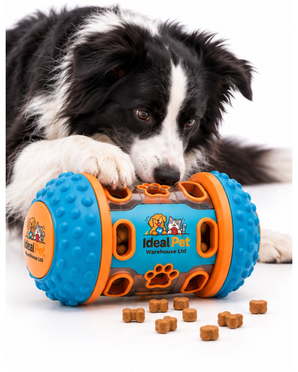 Ideal Pet Warehouse Ltd Blue/Orange Dog Treat-Dispensing Puzzle Drum