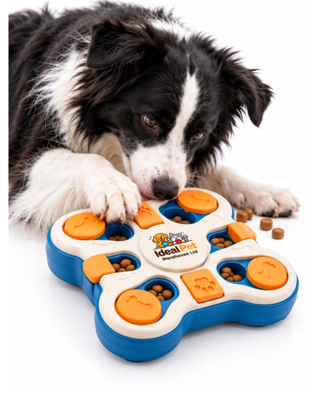 Ideal Pet Warehouse Ltd Cream/Blue Dog Push-and-Slide Treat Puzzle