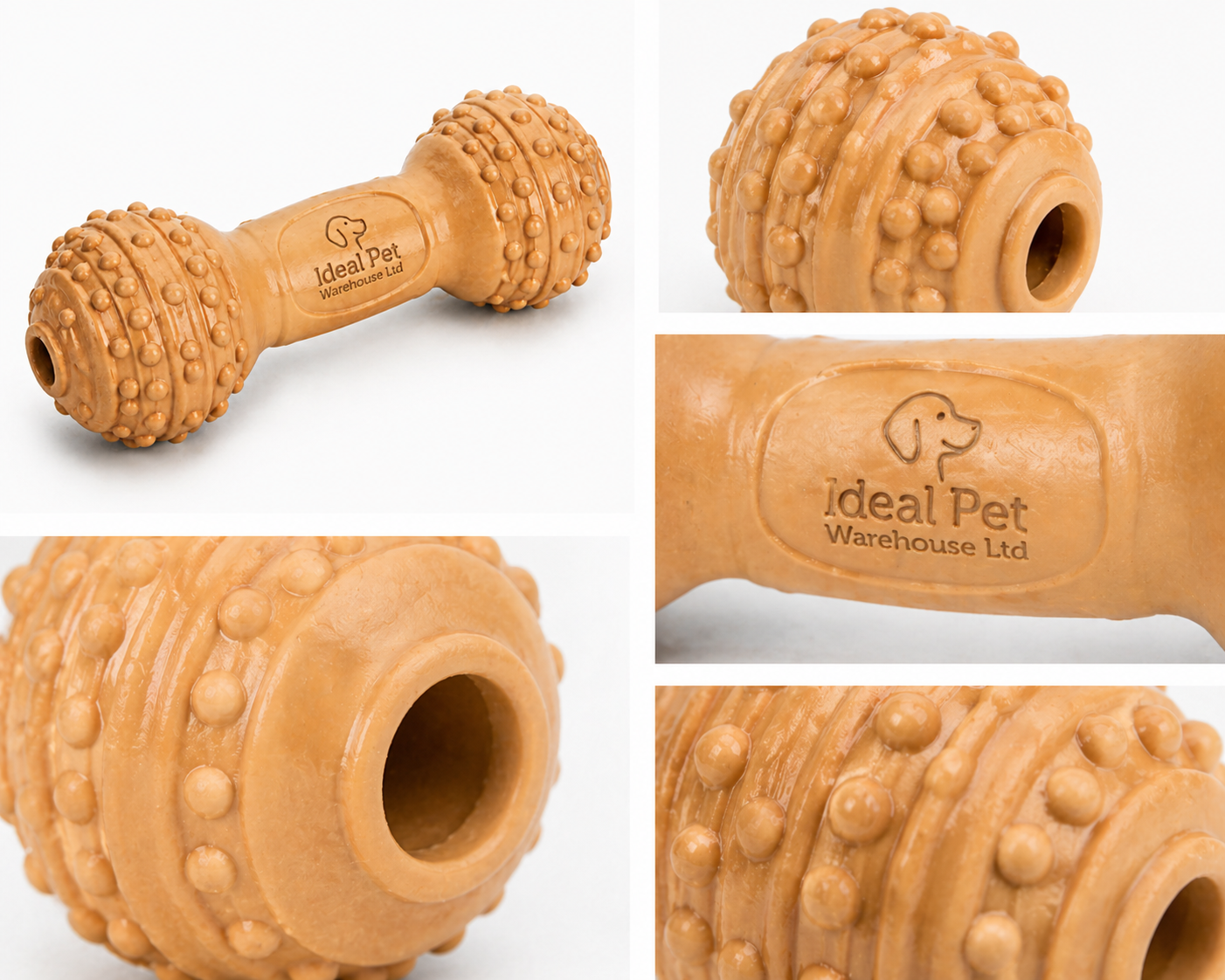 Durable Rubber Dog Chew Toy – Textured Dumbbell Pet Toy for Teeth Cleaning & Interactive Play | Ideal Pet Warehouse Ltd