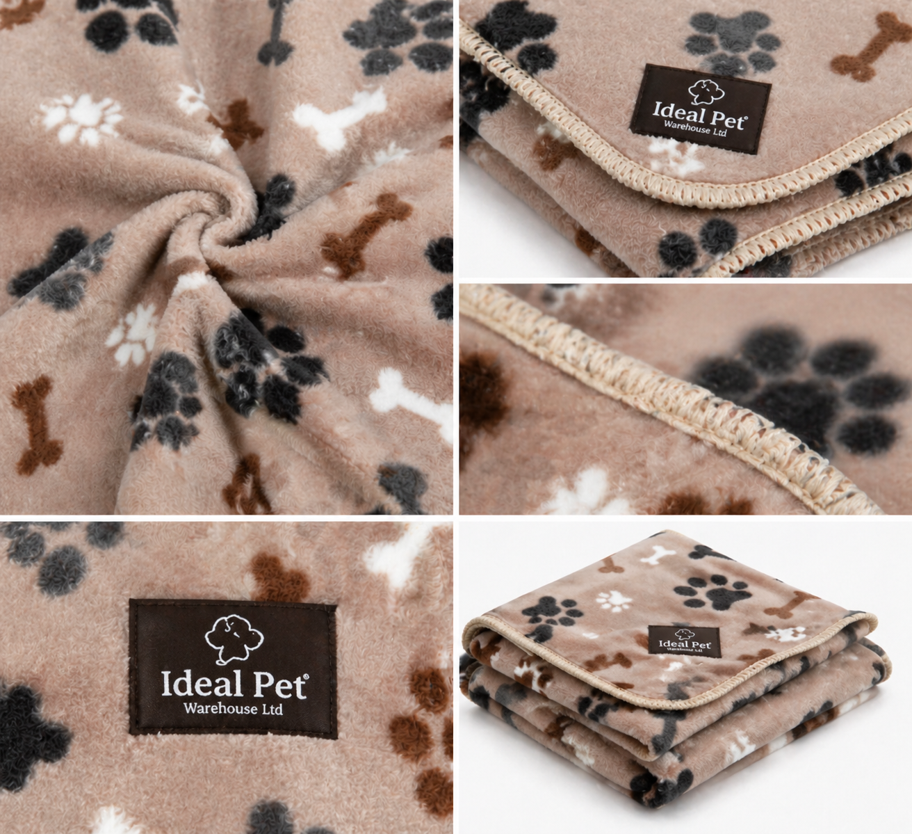 Soft Fleece Pet Blanket – Warm Paw Print Dog & Cat Throw Blanket, Lightweight Washable Pet Cover | Ideal Pet Warehouse Ltd